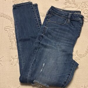 American Eagle Women's Dark Blue Skinny Jeans Super Highrise Super Stretch